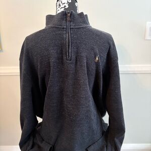 Ralph Lauren Polo Men's Charcoal Gray Quarter Zip Sweater Brown Pony Classic